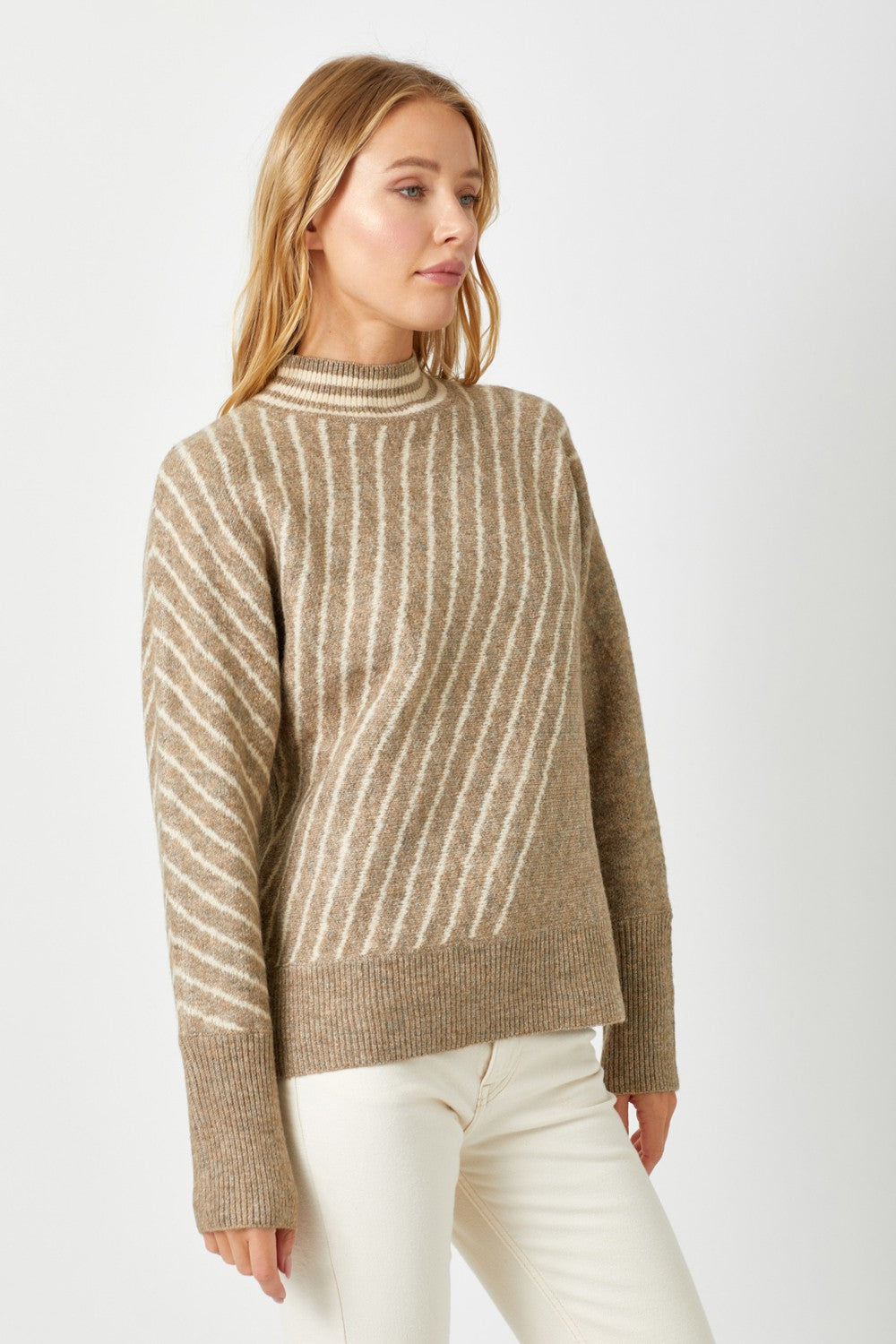Latte Cream Striped Sweater