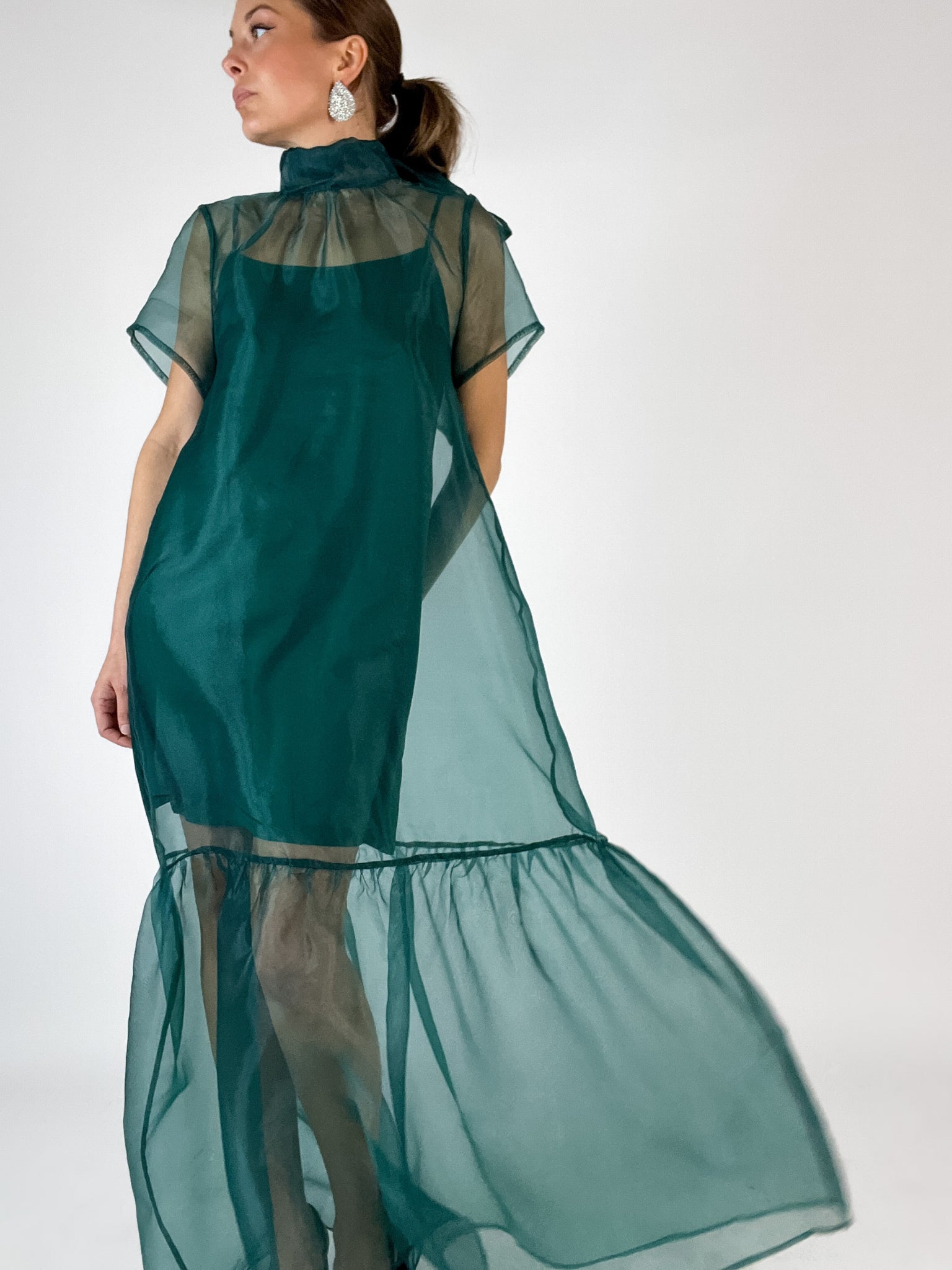 Emerald Organza Maxi Dress