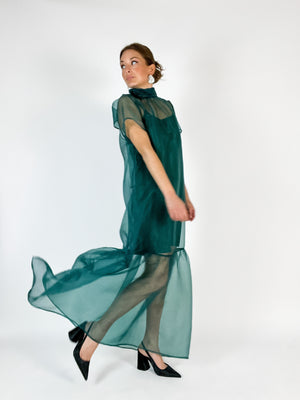 Emerald Organza Maxi Dress