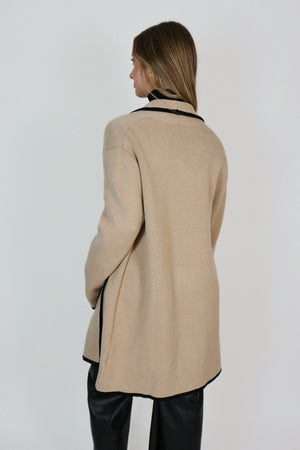 Luxe Contrast Cardigan | Taupe