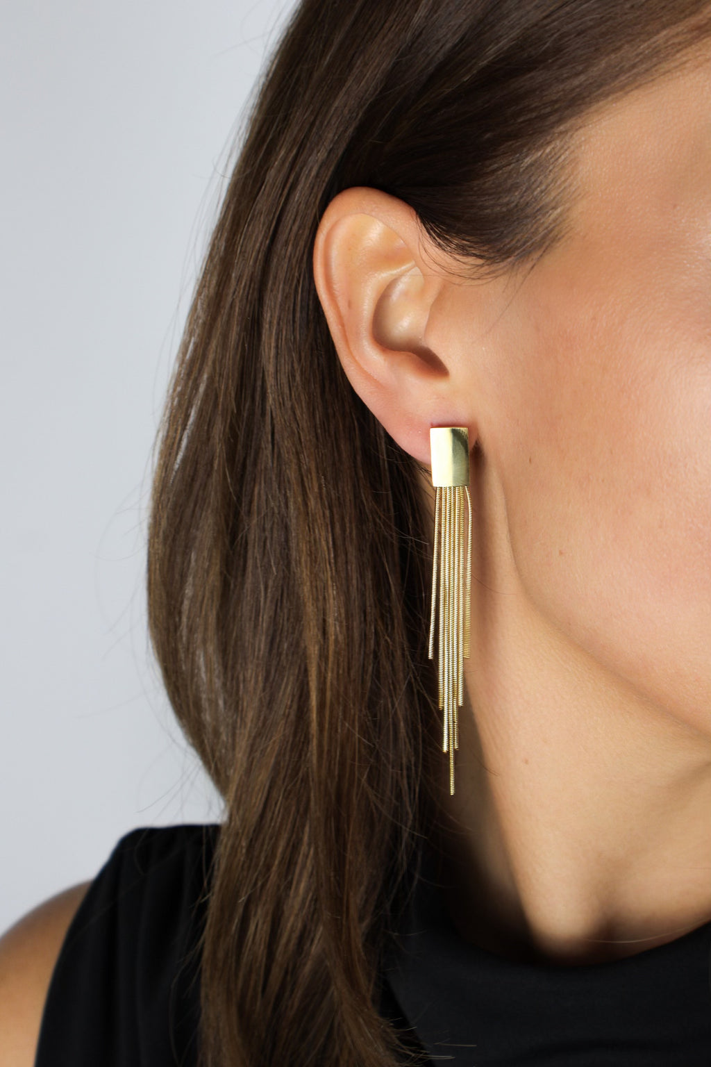 Square Fringe Earrings | Gold Brass