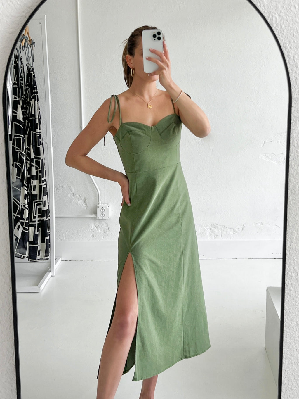Olive Bustier Midi Dress