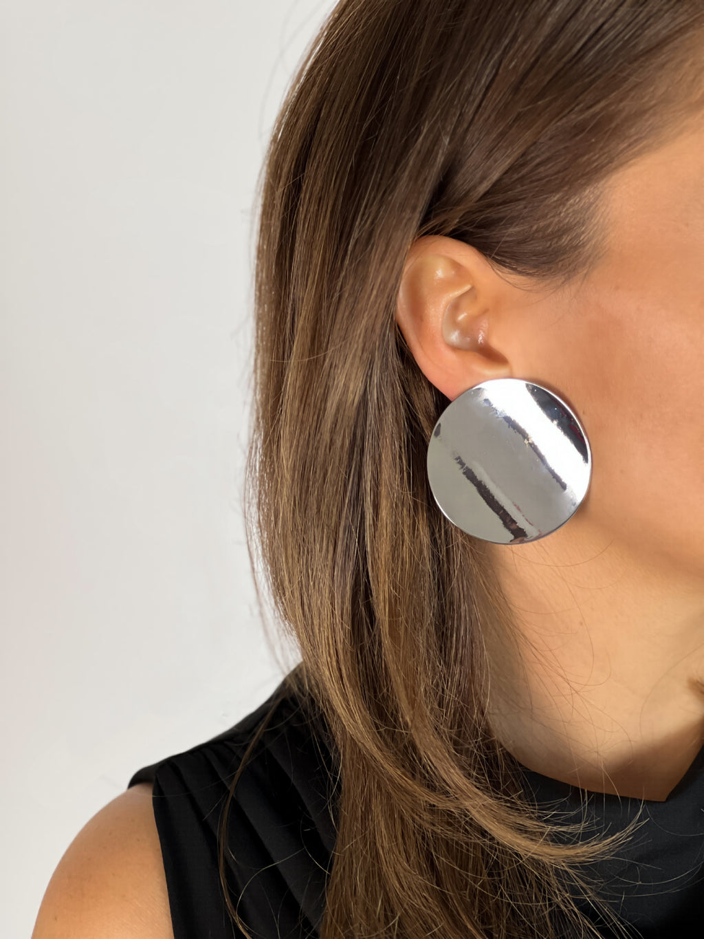 Large Disk Clip Earring | Silver