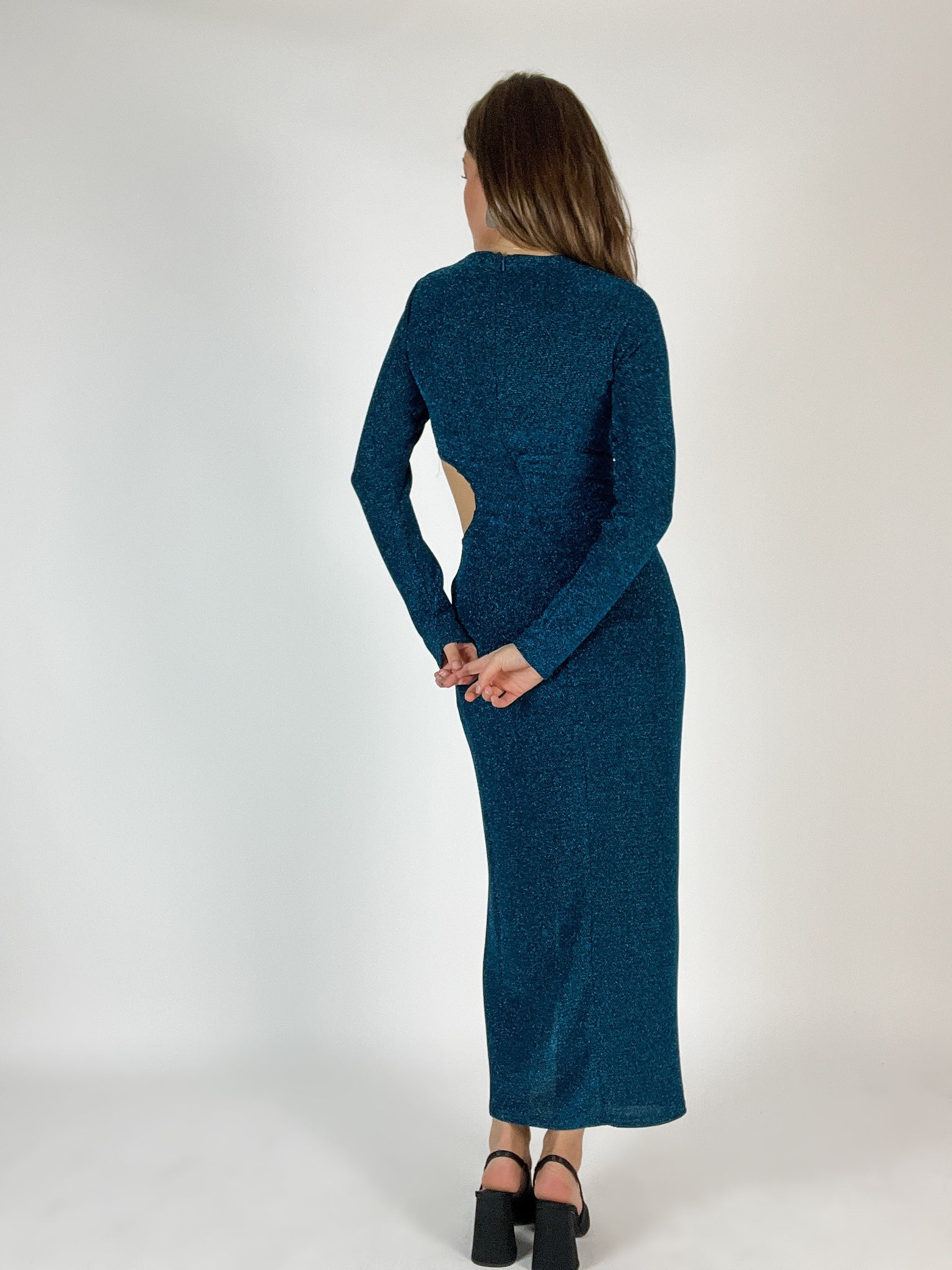 Blue Shimmer Midi Dress