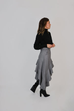 Grey Asymmetrical Ruffle Skirt