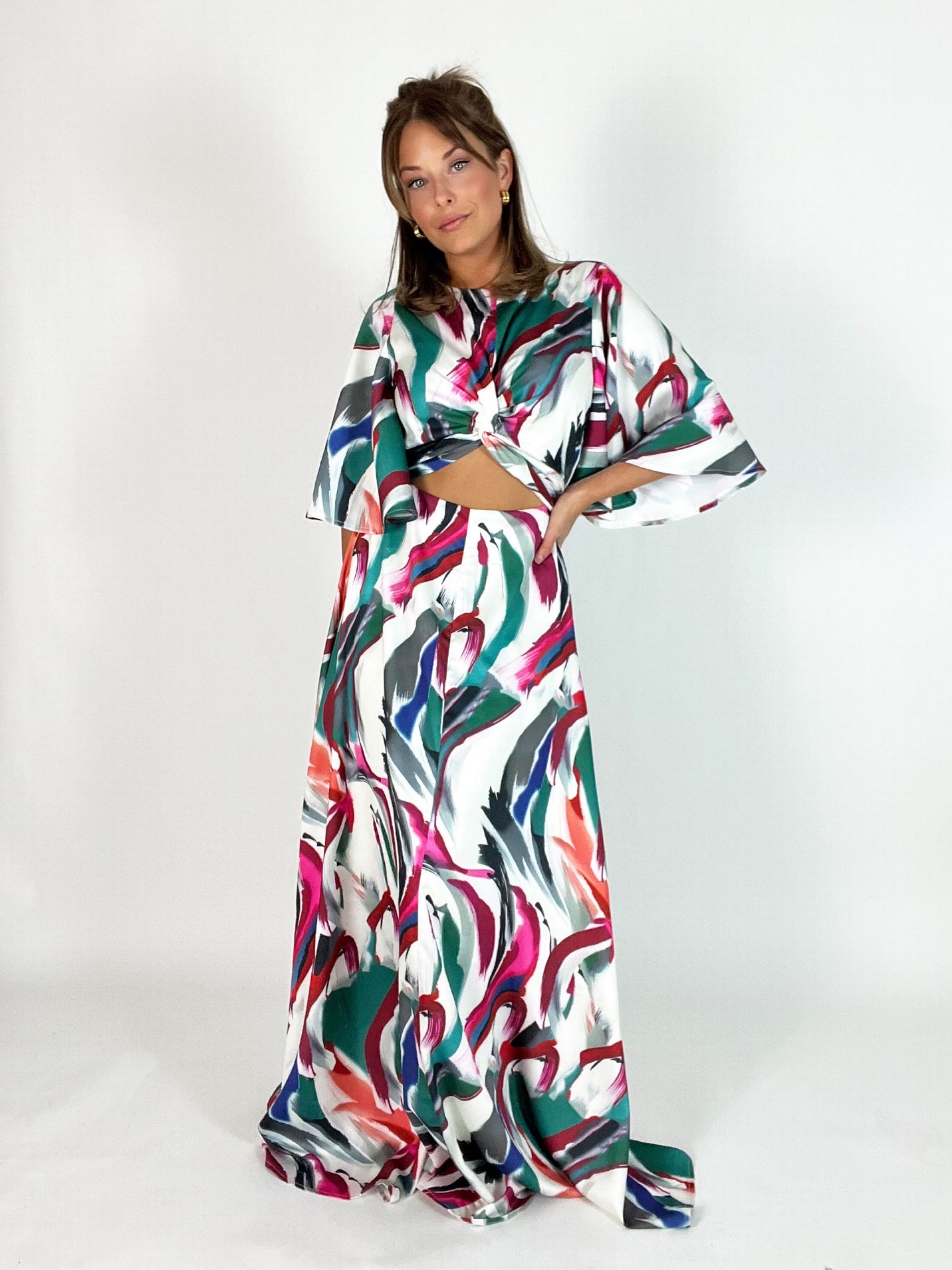 Mykonos Print Twist Maxi Dress