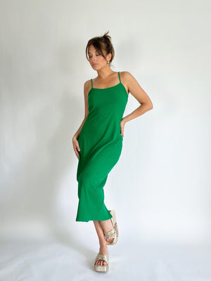 Easy Knit Ribbed Midi Dress | Kelly Green